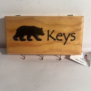 Key Hook Bear  3 Metal Hook Handmade-Entryway